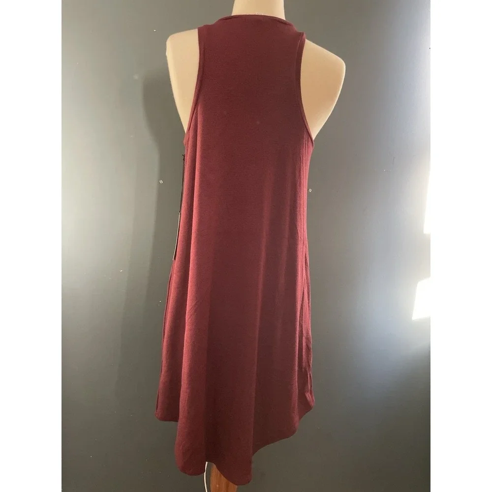 LEITH Racerback Knit Dress Red Tannin‎ Burgundy Wine Midi Casual Size S